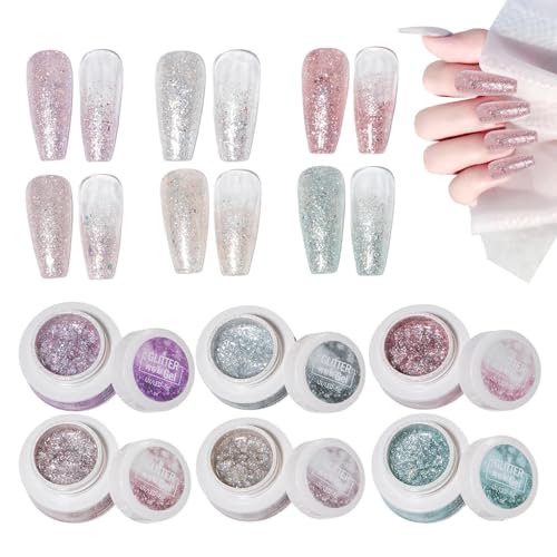 Befeixue Glitzer Nagellack - 6 Stück Glitzernder UV-Gel-Lack - Reflektierende Maniküre Accessoires Für Damen Und Mädchen von Befeixue