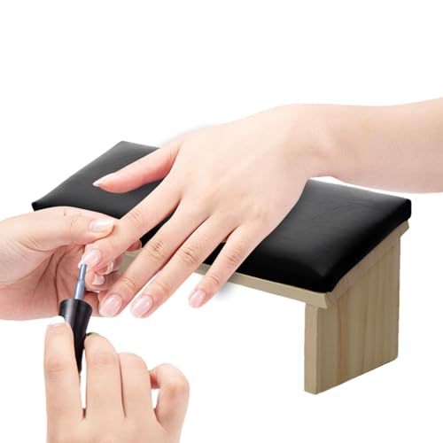 Handauflage Aus Holze | Schrägdesign Maniküre Handkissen | PU Leder Handauflagen | Maniküre Kissen Armlehne | Hölzerne Handruhetischkissen | Tragbare Nagelkunstzubehör von Befeixue