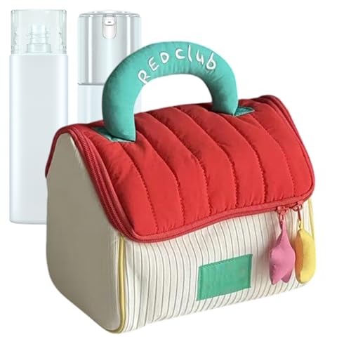 Reise Make-up Taschen | Haus Geformte Toilettenwaschbeutel | Ästhetischer Kosmetischer Organizer Mit Griff | Niedliche Reise KosmetikAufbewahrungstasche Für Frauen Mädchen von Befeixue