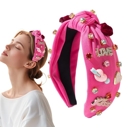 Strass Geknotetes Stirnband Für Frauen | Valentinstag Stirnbänder | Funkelndes Breites Geknotetes Haarband | Modisches Elegantes Kristallperlen Kopfband | Haarreifen Haarschmuck Für Mädchen von Befeixue