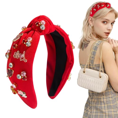 Strass Geknotetes Stirnband Für Frauen | Valentinstag Stirnbänder | Funkelndes Breites Geknotetes Haarband | Modisches Elegantes Kristallperlen Kopfband | Haarreifen Haarschmuck Für Mädchen von Befeixue
