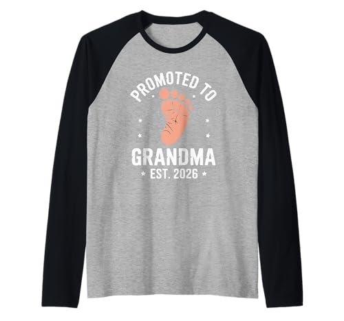 Befördert zu Oma Est 2025 Großeltern Baby lustig Raglan von Befördert zu Oma Est 2025 Großelternteil
