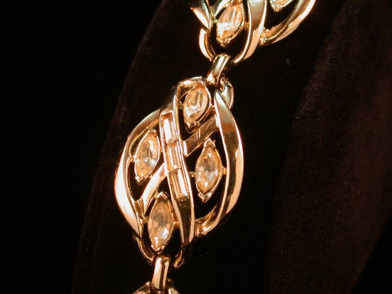 Armband//Coro Glied//Goldfassung// 3 Marquisschliffsteine & Baguettesteine Pro Kettenglied//Sicherheitskette//Klare Funkelnde von BeforeItDisappears