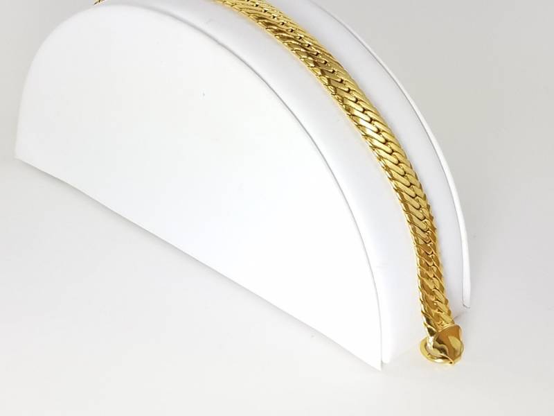 Vintage Breite 18, 8 cm Goldkette Armband Mit Fischgrätenmuster von BeforeItDisappears