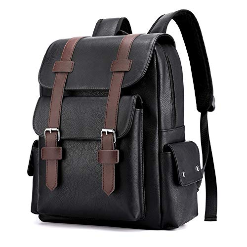 Großer Soft-Pu-Leder-Freizeit-Computer-Reiserucksack Für Herren (Schwarz) von Begalor