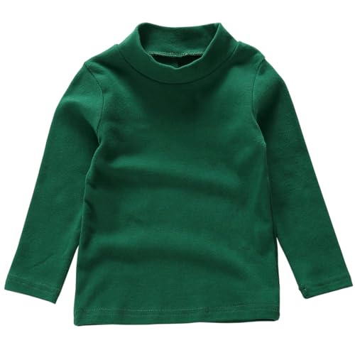 Beganly Mädchen T-Shirt Warmes weiches Basic Mock Rollkragen Top Kleinkind unter Schichtstück Kinder Baumwolle Langarm-Shirt Weiß Dunkelgrün 120 (Dark Green) von Beganly