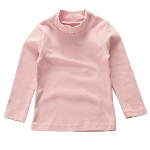 Beganly Mädchen T-Shirt Warmes weiches Basic Mock Rollkragen Top Kleinkind unter Schichtstück Kinder Baumwolle Langarm-Shirt Weiß Rosa 100 (Ligth Pink) von Beganly