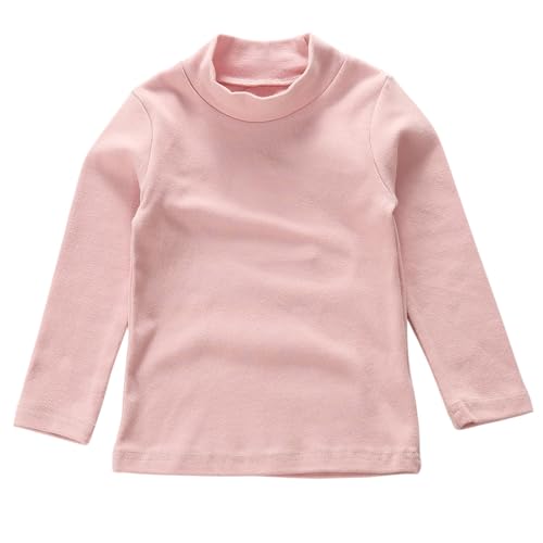 Beganly Mädchen T-Shirt Warmes weiches Basic Mock Rollkragen Top Kleinkind unter Schichtstück Kinder Baumwolle Langarm-Shirt Weiß Rosa 110 (Ligth Pink) von Beganly