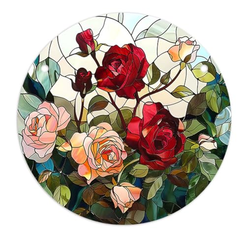 Begchy 4 Stück Anhänger Scheibe Acryl mit Kette Anhänger Retro Europäische Blume Bunte Anhänger Damen Zubehör YK282 von Begchy
