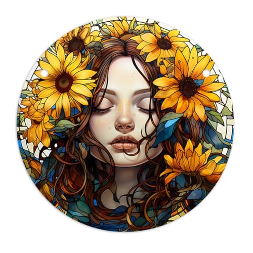 Begchy 4 Stück Anhänger Scheibe Acryl mit Kette Anhänger Retro Europäische Blume Bunte Anhänger Damen Zubehör YK289 von Begchy