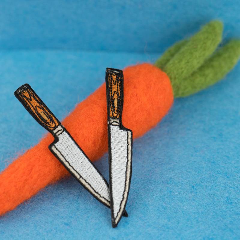 Kochmesser Spiegelbild Gestickte Aufnäher Set | 2 Aufnäher von BeginIndustries