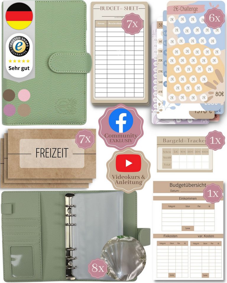 BeginnerBudget Ringbuchmappe Budget Planner Starter-Set Sparbuch zum Geld Sparen + Spar-Challenges von BeginnerBudget