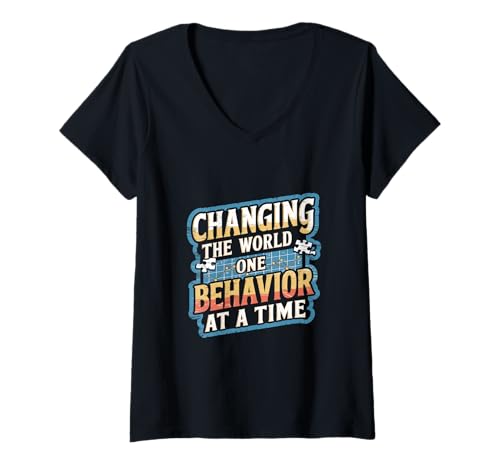 Damen Die Welt verändern — Verhalten nach dem anderen — Verhaltensanalytiker T-Shirt mit V-Ausschnitt Damen Die Welt verändern — Verhalten nach dem anderen — Verhaltensanalytiker T-Shirt mit V-Ausschnitt von Behavior Analyst Behavior Modification Strategies
