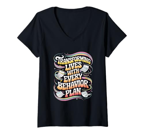 Damen Mit jedem Verhaltensplan Leben verändern Verhaltensanalytiker T-Shirt mit V-Ausschnitt Damen Mit jedem Verhaltensplan Leben verändern Verhaltensanalytiker T-Shirt mit V-Ausschnitt von Behavior Analyst Behavior Modification Strategies