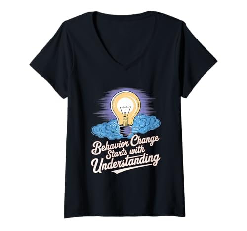 Damen Verhaltensänderung beginnt mit Understanding Behavior Analyst T-Shirt mit V-Ausschnitt Damen Verhaltensänderung beginnt mit Understanding Behavior Analyst T-Shirt mit V-Ausschnitt von Behavior Analyst Behavioral Science & Therapy