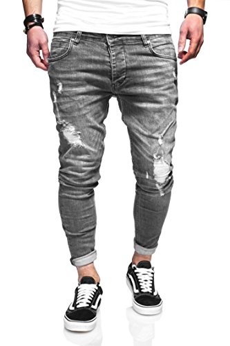 behype. Herren Destroyed Jeans-Hose 80-3496 (29/32, Grau) von behype.