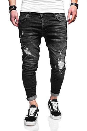 behype. Herren Destroyed Jeans-Hose 80-3496 (29/32, Schwarz) von behype.