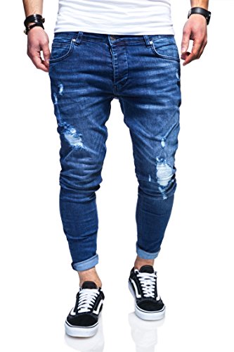 behype. Herren Destroyed Jeans-Hose 80-3496 Blau 30/32 von behype.