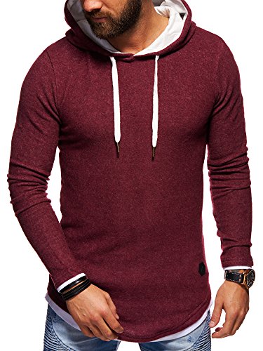 behype. Herren Oversize Kapuzen-Pullover Hoodie Sweatshirt 40-4762 Weinrot S von behype.