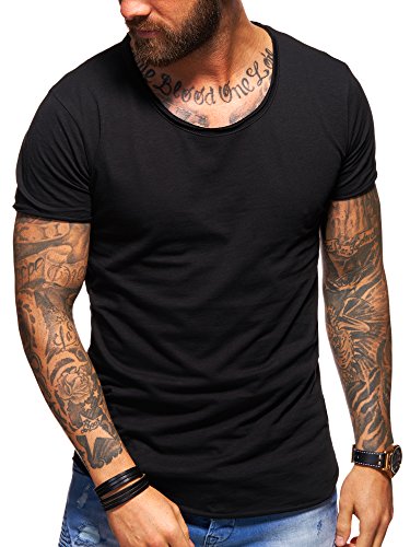 behype. Herren Oversize Kurzarm Basic T-Shirt Rundhals O-Neck 20-1730 Schwarz XXL von behype.