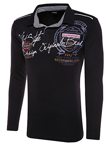 behype. Herren Poloshirt Deciding Langarm T-Shirt 20-0682 Schwarz L von behype.