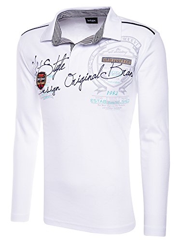 behype. Herren Poloshirt Deciding Langarm T-Shirt 20-0682 Weiß M von behype.