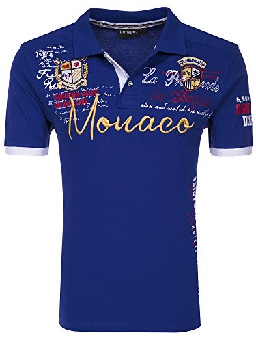 behype. Herren Kurzarm Polo-Shirt Monaco T-Shirt 20-3040 Blau L von behype.