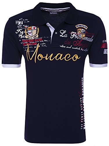 behype. Herren Kurzarm Polo-Shirt Monaco T-Shirt 20-3040 Navy M von behype.