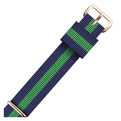 CAREG Neway Watchband kompatibel mit DW Nylon Watch Band 18mm 20mm Roségold Armband Schnallen Band for Daniel Wellington Uhrengurt Männer Frauen Frauen Durable (Color : Black Green, Size : 12mm) von BeiCheng