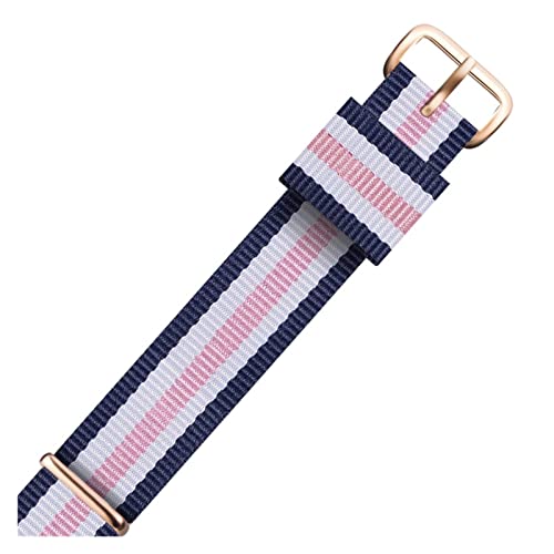 CAREG Neway Watchband kompatibel mit DW Nylon Watch Band 18mm 20mm Roségold Armband Schnallen Band for Daniel Wellington Uhrengurt Männer Frauen Frauen Durable (Color : White Black, Size : 13mm) von BeiCheng