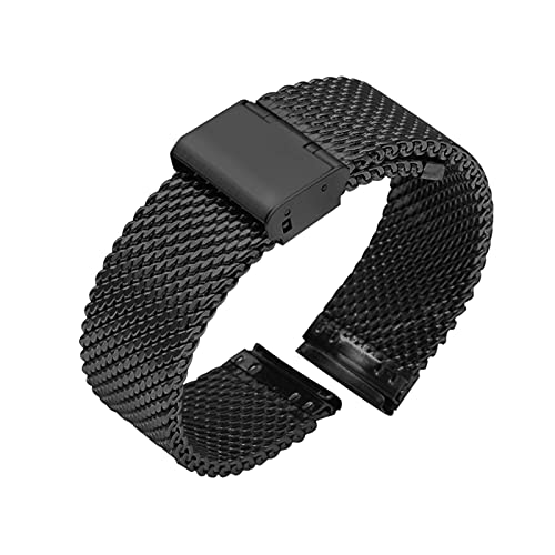 BeiFH Milanaise-Armband mit Schnellverschluss, Edelstahl, 18 mm, 20 mm, 22 mm, 24 mm, Schwarz, 20 mm, Achat von BeiFH