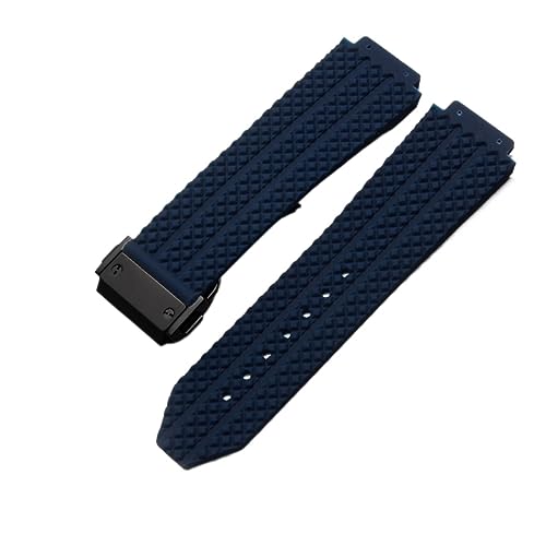 Uhrenband Compatible With Hublot Big Bang. Silikon 24mm 26mm wasserdichte Männer Watch Strap Kette Uhr Zubehör Gummi Uhr Armbandkette (Color : Blue-Black Clasp, Size : 26mm) von BeiFH