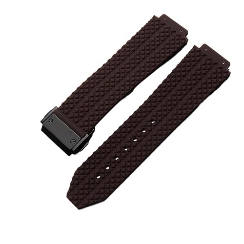 Uhrenband Compatible With Hublot Big Bang. Silikon 24mm 26mm wasserdichte Männer Watch Strap Kette Uhr Zubehör Gummi Uhr Armbandkette (Color : Brown-Black Clasp, Size : 24mm) von BeiFH