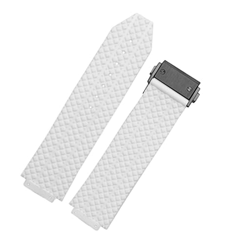 Uhrenband Compatible With Hublot Big Bang. Silikon 24mm 26mm wasserdichte Männer Watch Strap Kette Uhr Zubehör Gummi Uhr Armbandkette (Color : White-Black Clasp, Size : 24mm) von BeiFH