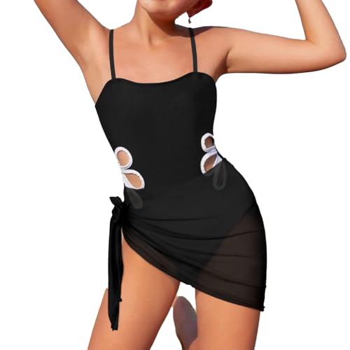 Beichwtd Badeanzug Mädchen, Einteiliger Badeanzug mit Verstellbaren Schultergurten, Einfarbiger Abdeckrock, Badeanzüge Kinder Schwimmanzug Bikini Teenager von Beichwtd