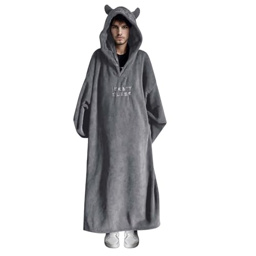 Beichwtd Bademäntel für Herren Flauschig Poncho Sauna Surfponcho Erwachsene Bathrobe Kuschelige Morgenmantel Leicht Saunamantel Extra Lang Frottee Schlafanzug Strand Mikrofaser Badeponcho von Beichwtd