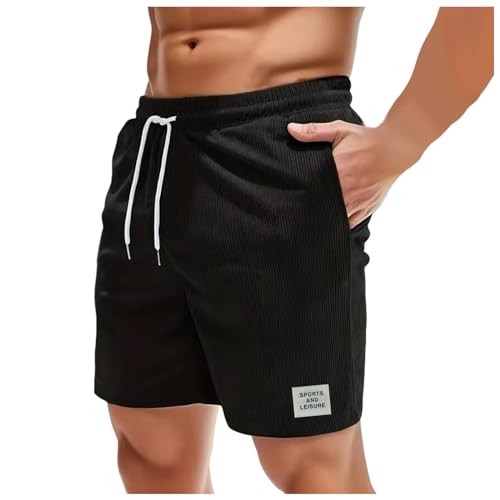 Beichwtd Corduroy Herren Shorts Sommer Kurze Cargo mit Taschen Leinen Stretch Baumwolle Elastische Taille Bequem Atmungsaktiv Freizeit von Beichwtd