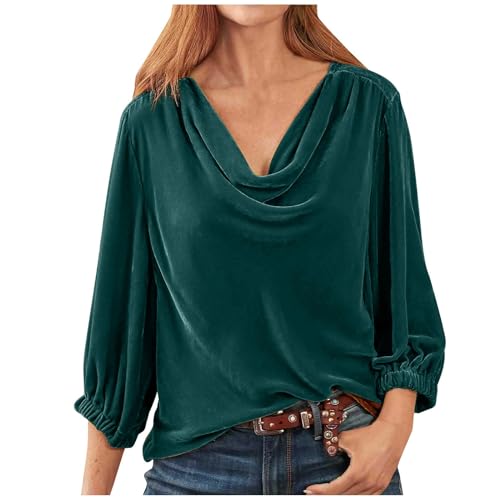 Beichwtd Tunika Damen Langarm: Sweater Lässig Sweatshirt Vintage Tunika Elegant Festlich Bluse Baumwolle Langarmshirt Herbst Winter Warm Pullover Samt Pulli Langarm Oberteil Große Größe von Beichwtd