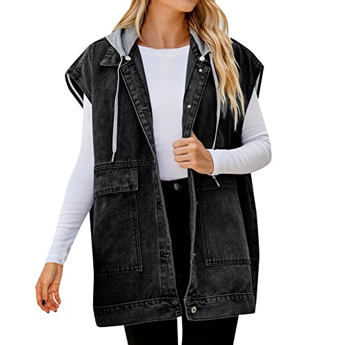 Jeansweste Damen Leichte Weste Oversize Jeansjacke Elegant Jeansweste Ärmellos Jeans Jacken von Beichwtd