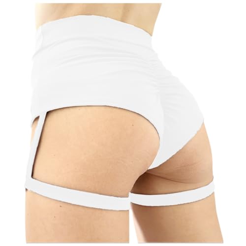Kurze Radlerhose Damen Sporthose Anti Scheuern Oberschenkel Booty Scrunch Hotpants Bauchweg Shape Laufhose High Waist Biker Short Leggings Hose Unter Kleid Pole Dance Gym Shorts Po Push-Up Yogahose von Beichwtd