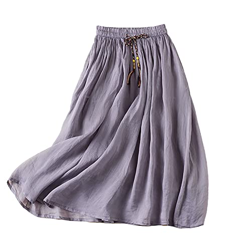 Rock Damen Sommer Leicht Wickelrock Boho Musselin Freizeitkleid A Linien Sommerrock Lang Skirts Mit Gummizug Plisseerock Strandrock Knielang Luftiger Midirock 2024 Elegant Röcke Trachtenrock von Beichwtd