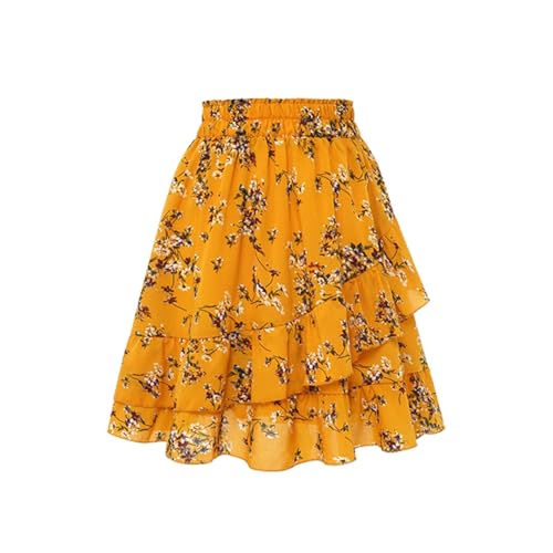 Rock Lang Damen Sommer Boho Wickelrock Mit Gummizug Midirock Knielang Sommerrock A Linien Trachtenrock 2024 Röcke Elegant Plisseerock Skirts Musselin Strandrock Luftiger Leicht Freizeitkleid von Beichwtd