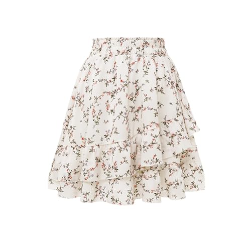 Rock Lang Damen Sommer Boho Wickelrock mit Gummizug Midirock Knielang Sommerrock A Linien Trachtenrock Weißer Röcke Elegant Plisseerock Skirts Musselin Strandrock Luftiger Leicht Freizeitkleid von Beichwtd