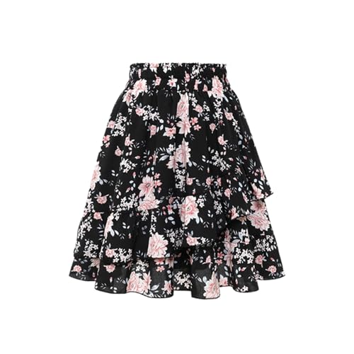 Rock Lang Damen Sommer Boho Wickelrock mit Gummizug Midirock Knielang Sommerrock A Linien Trachtenrock Weißer Röcke Elegant Plisseerock Skirts Musselin Strandrock Luftiger Leicht Freizeitkleid von Beichwtd