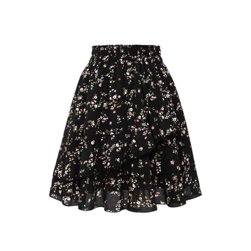 Rock Lang Damen Sommer Boho Wickelrock mit Gummizug Midirock Knielang Sommerrock A Linien Trachtenrock Weißer Röcke Elegant Plisseerock Skirts Musselin Strandrock Luftiger Leicht Freizeitkleid von Beichwtd