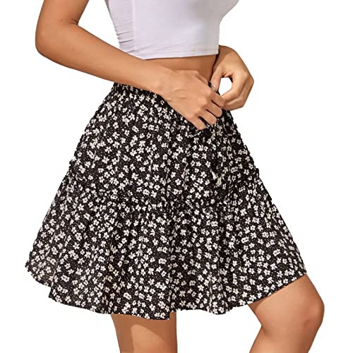 Röcke Für Damen Sommer Leicht Wickelrock Gummizug Trachtenrock Strandrock Luftiger Rock Lang Plisseerock 2024 Midirock Elegant Freizeitkleid Boho A Linien Sommerrock Knielang Musselin Skirts von Beichwtd