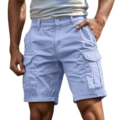 Shorts Herren, Cargo Shorts Herren Kurze Hosen Cargohose Bermuda & Arbeit | Mit Reißverschluss Knopf Mehr Taschen | Outdoor Sportshorts Sommer Einfarbig Klassisch, Hellblau XXL Shorts Herren, Cargo Shorts Herren Kurze Hosen Cargohose Bermuda & Arbeit | Mit Reißverschluss Knopf Mehr Taschen | Outdoor Sportshorts Sommer Einfarbig Klassisch, Hellblau XXL von Beichwtd