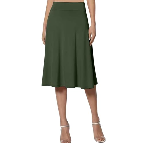 Sommerrock Damen Lang 2024 Midirock Sommer Röcke Leicht Wickelrock Luftiger Strandrock Elegant Skirts A Linien Knielang Plisseerock Mit Gummizug Trachtenrock Boho Musselin Rock Freizeitkleid von Beichwtd