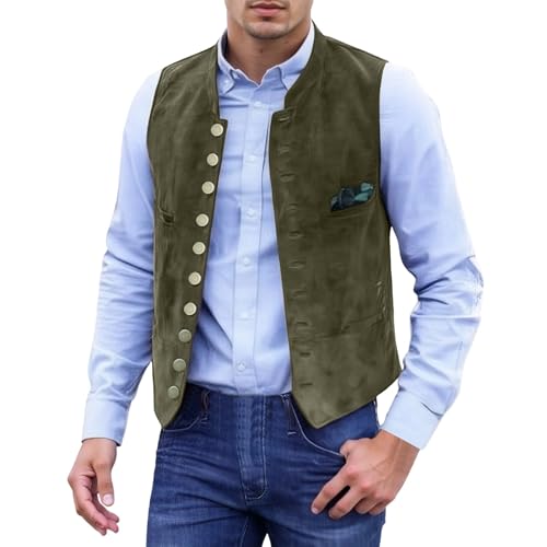 Trachtenwesten Für Herren, Trachtenweste Herren Ärmellos Trachten Weste - Oktoberfest Outfit Gilet Große Größen Trachtengilet mit Stecktuch, edel Festanzug für Hochzeit, Musik Anlass, Grün 4XL von Beichwtd
