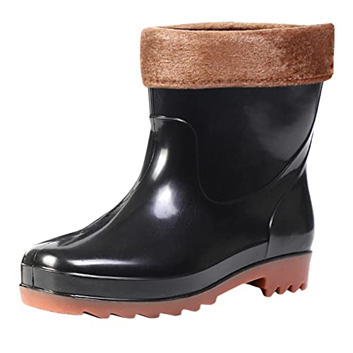 Winterstiefel Damen Halbhoch Regenstiefel Outdoor Watt Regenstiefeletten Breite Füße Stiefeletten Winter Gefüttert Warme Gummistiefel Wasserdicht Leicht Stiefel Gegen Frost Wind Resistent von Beichwtd